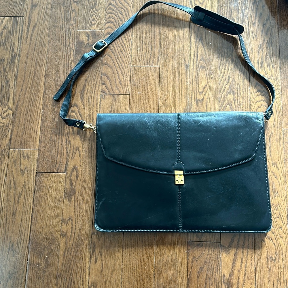 Black Leather Slim Briefcase